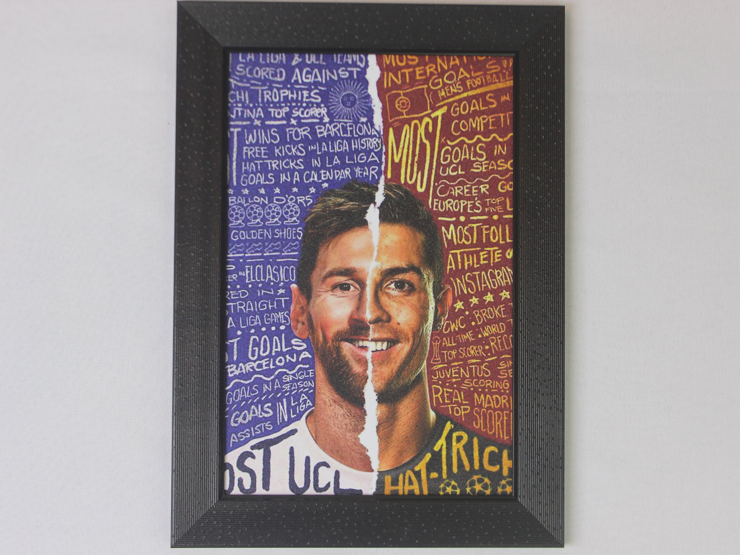 Football GOAT Legacy Wall Frame | Iconic Split-Face Stats Artwork