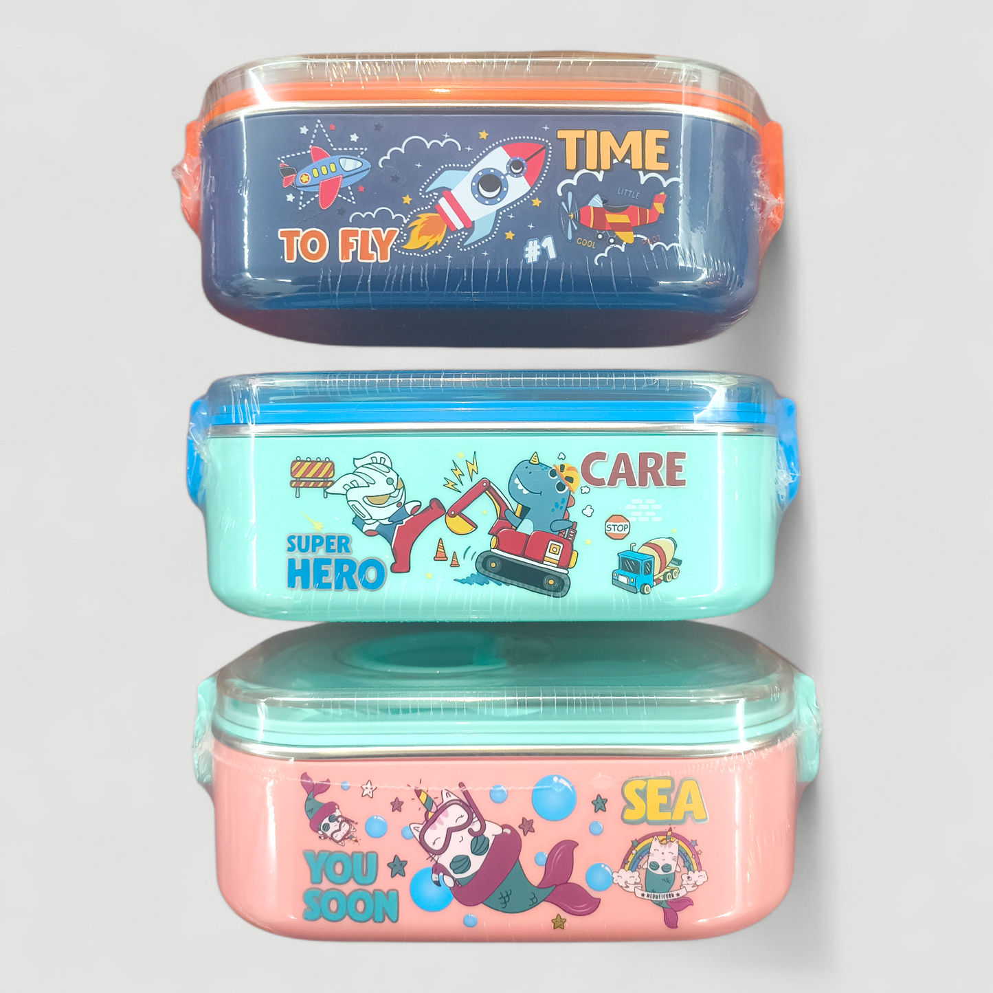 Kids Cartoon Lunch Box Set with Spoon