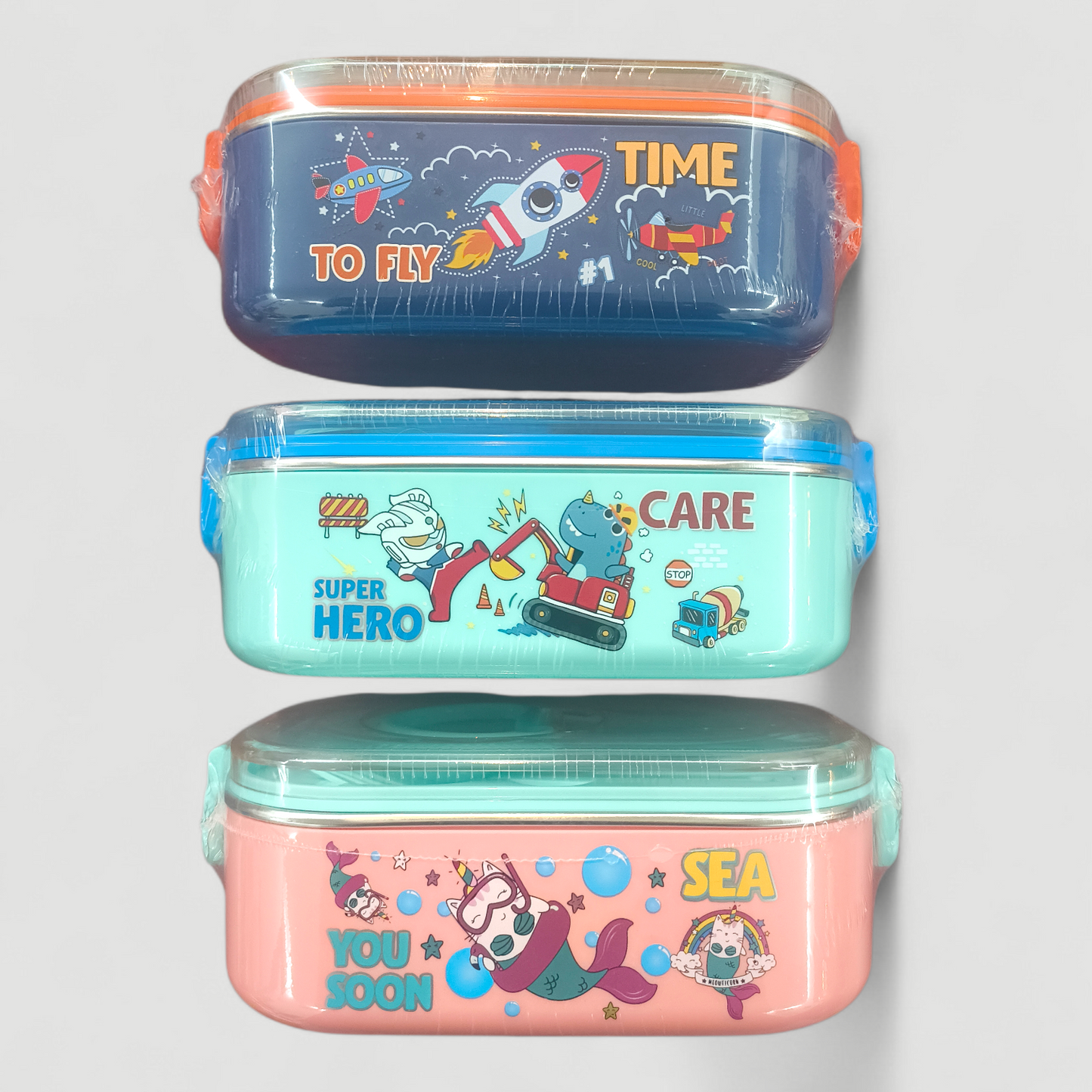 Kids Cartoon Lunch Box Set with Spoon