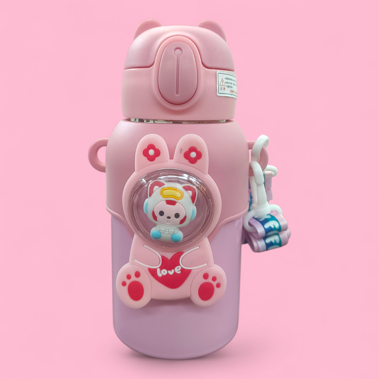 Cute Bunny Cartoon Kids Water Bottle with Straw