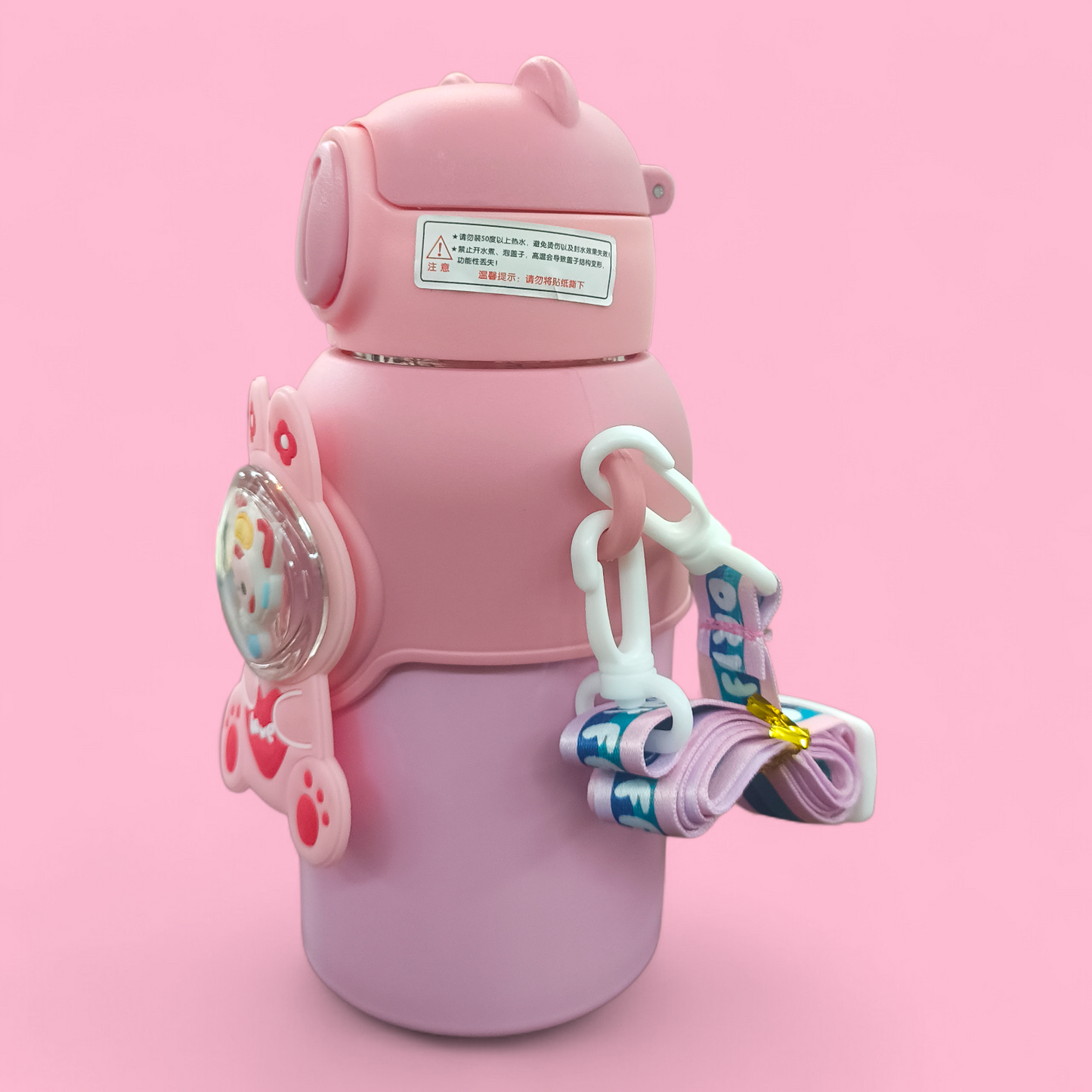 Cute Bunny Cartoon Kids Water Bottle with Straw