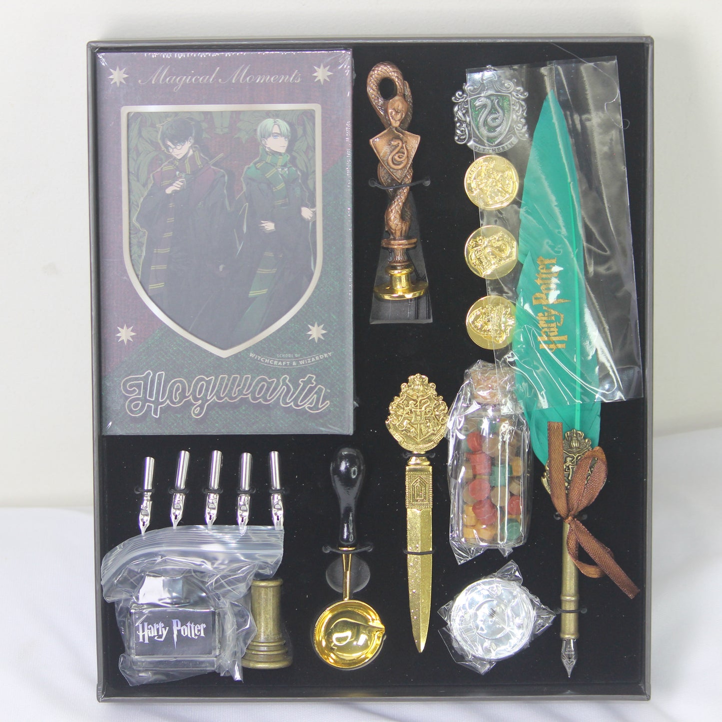 Slytherin Wizard’s Calligraphy & Stationery Gift Box – Premium Hogwarts Writing Set (Green)
