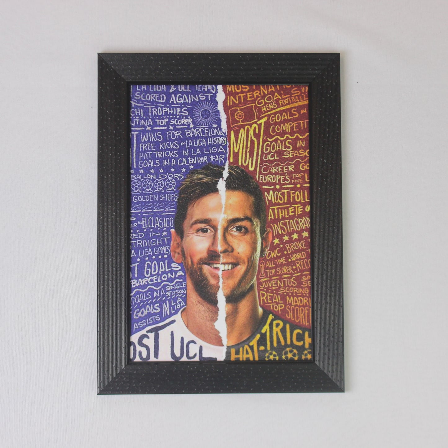 Football GOAT Legacy Wall Frame | Iconic Split-Face Stats Artwork