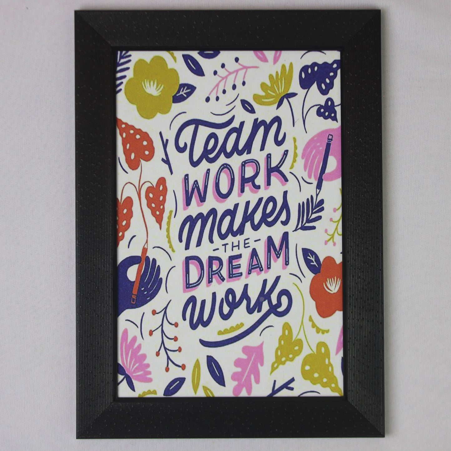 Teamwork Makes the Dream Work – Motivational Floral Wall Frame