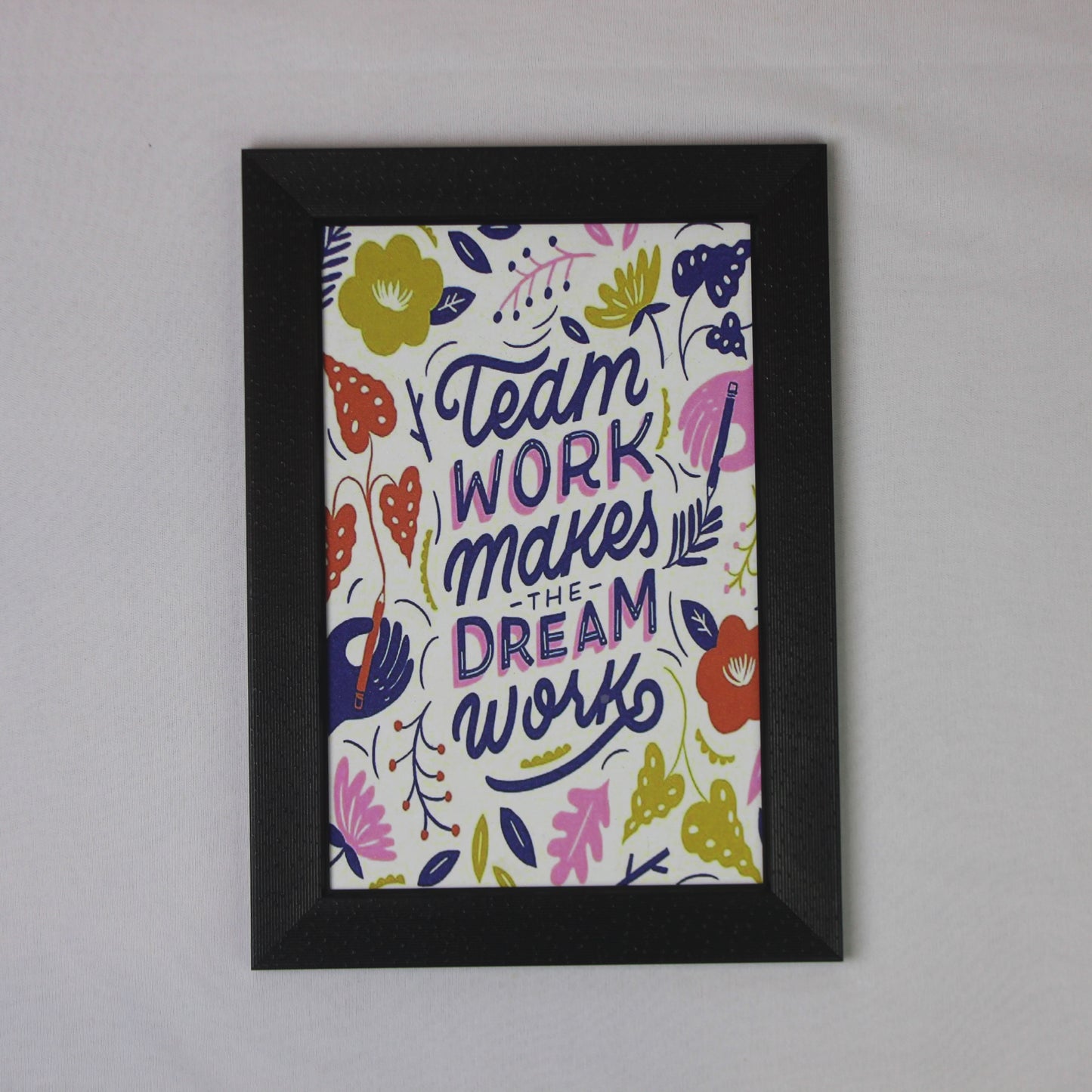 Teamwork Makes the Dream Work – Motivational Floral Wall Frame