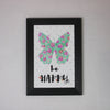 Be Happy – Butterfly Floral Wall Art Frame