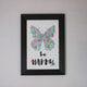 Be Happy – Butterfly Floral Wall Art Frame