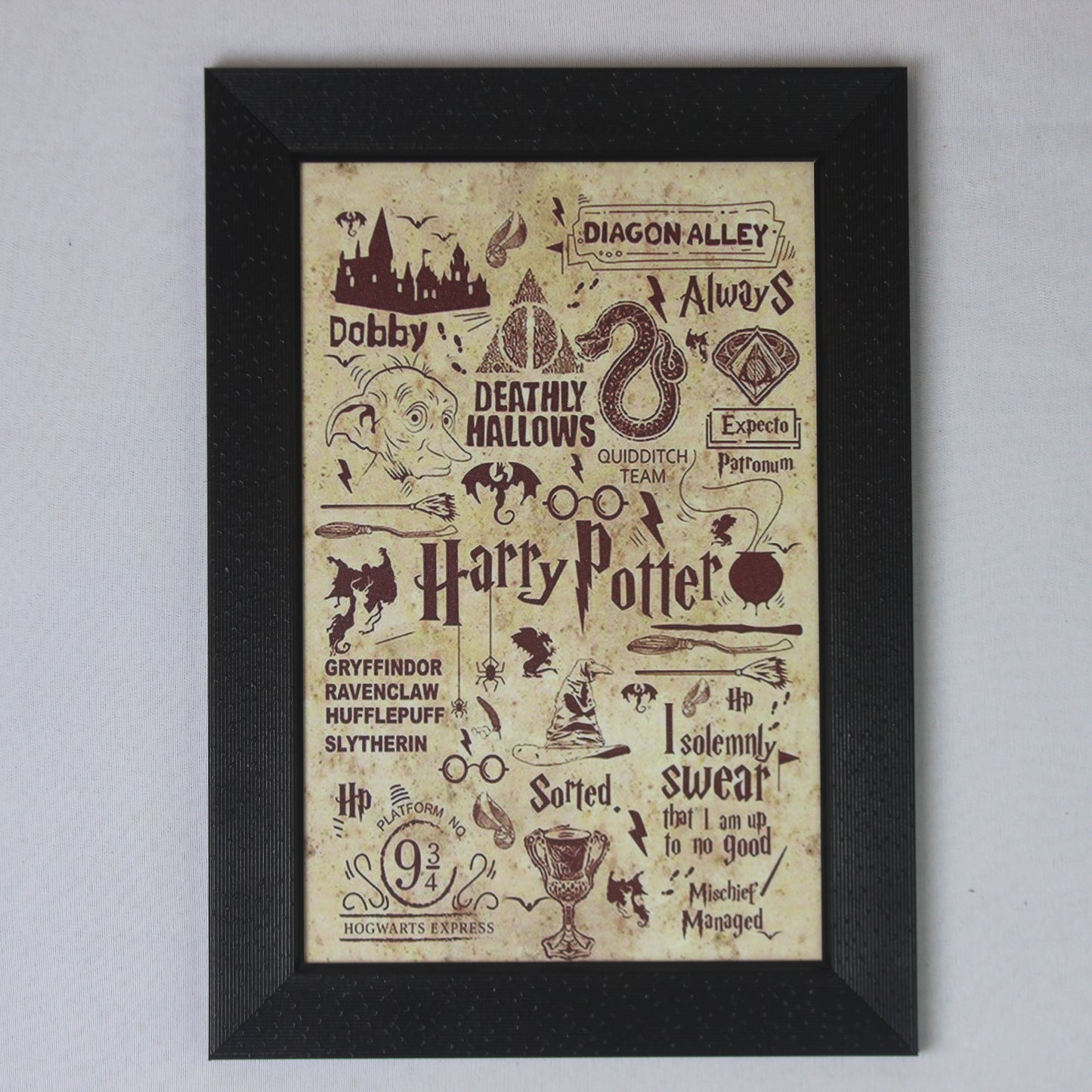 Harry Potter Magical Collage Wall Frame | Wizarding World Vintage Art Poster