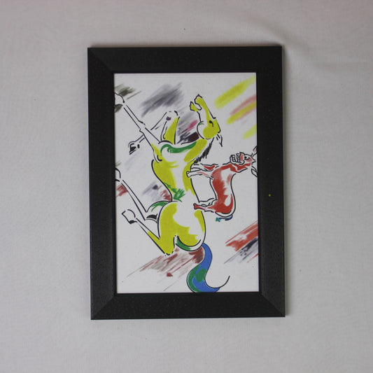 Abstract Monkey & Mouse Dance Wall Art – Modern Artistic Framed Poster